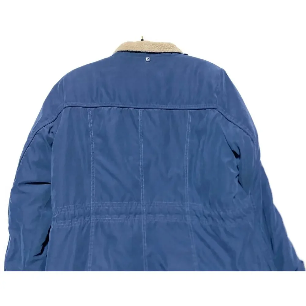Mackintosh Women's Blue Softshell Parka Jacket Size Medium Lined Full Zip & Snap